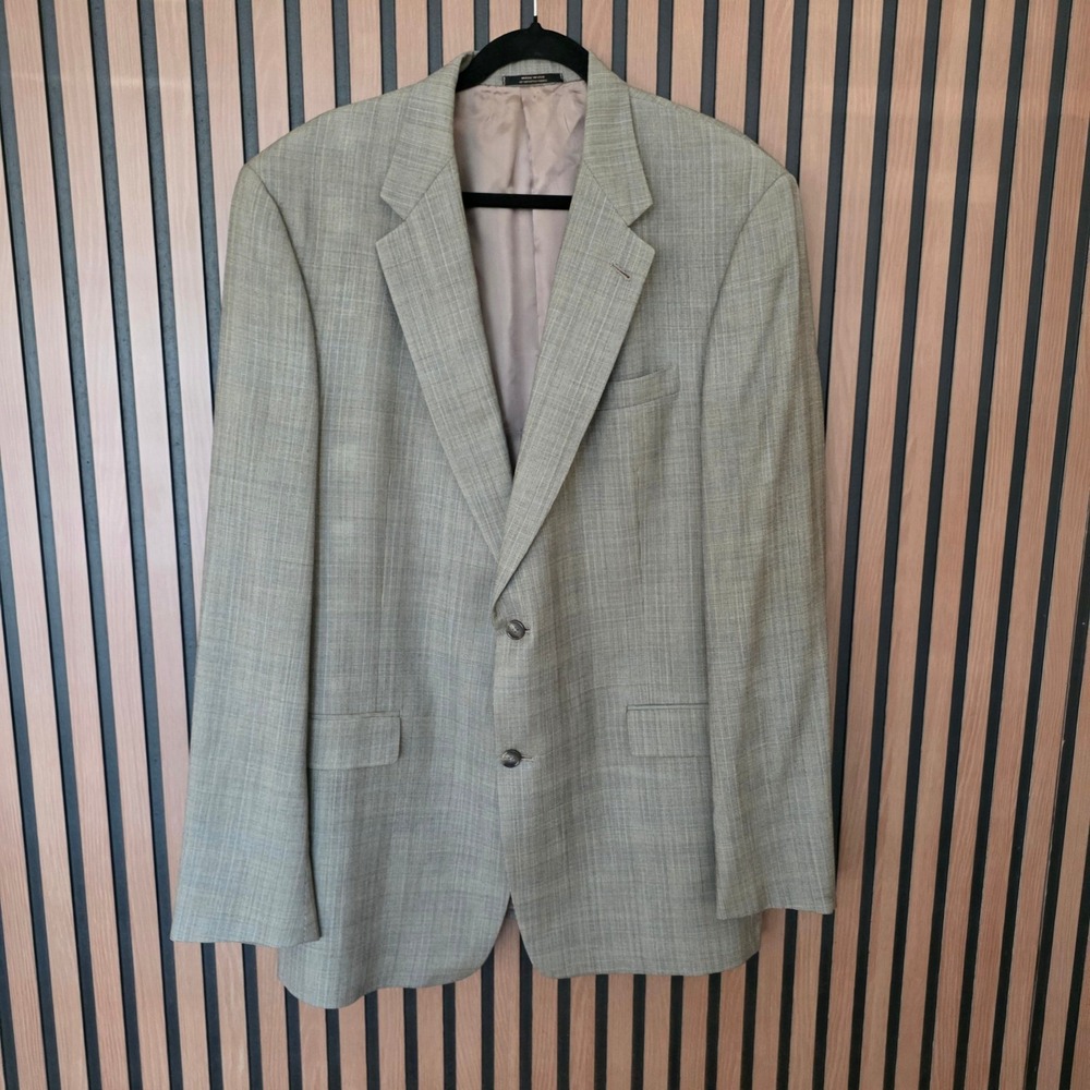 Hart Schaffner Marx Sport Coat 46XL Grey Glen‎ Plaid Wool Made in USA